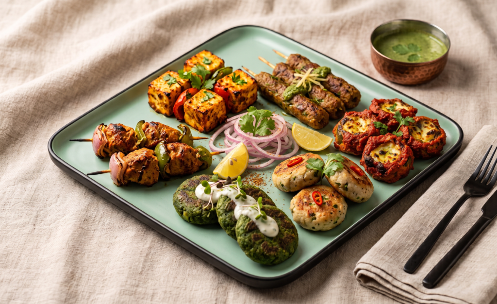 Jashn-e-Tandoori Platter – A royal mix of smoky tandoori favourites - perfect to (Pure Veg, Tandoor Se Teekha Pyaar) | Desi Chef Restaurant, Bengaluru