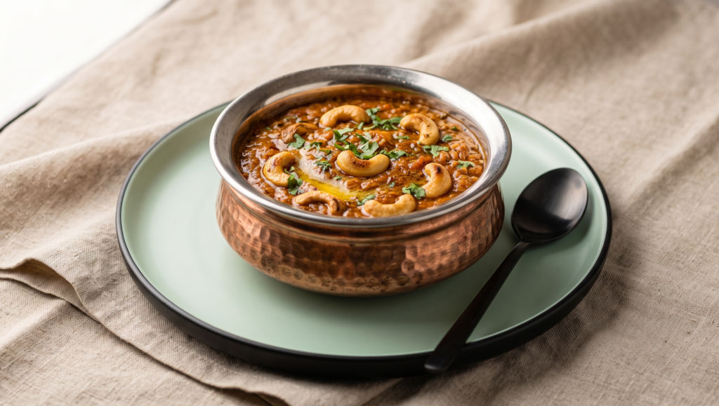 Royal Kaju Ras – Cashew-rich curry in a creamy tomato base. (Pure Veg, Chef Ki Shaan — Signature Curries) | Desi Chef Restaurant, Bengaluru