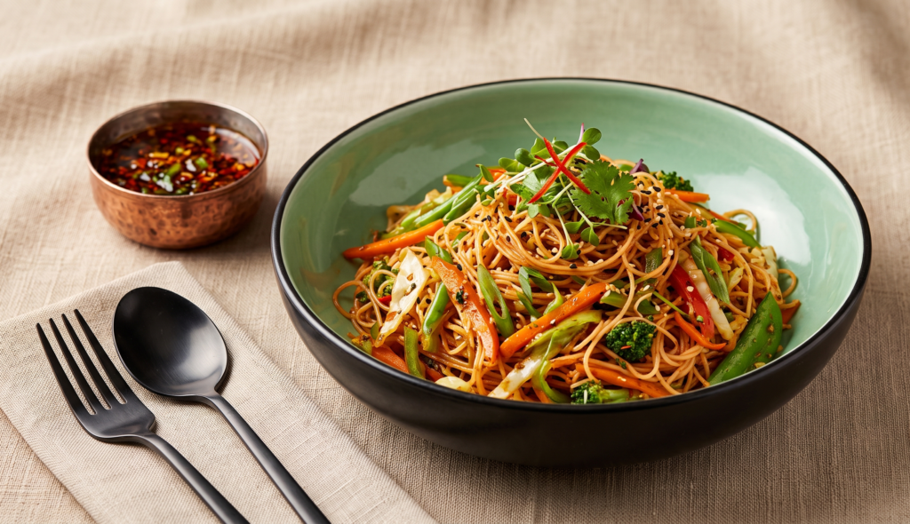 Schezwan Fire Noodles at Desi Chef